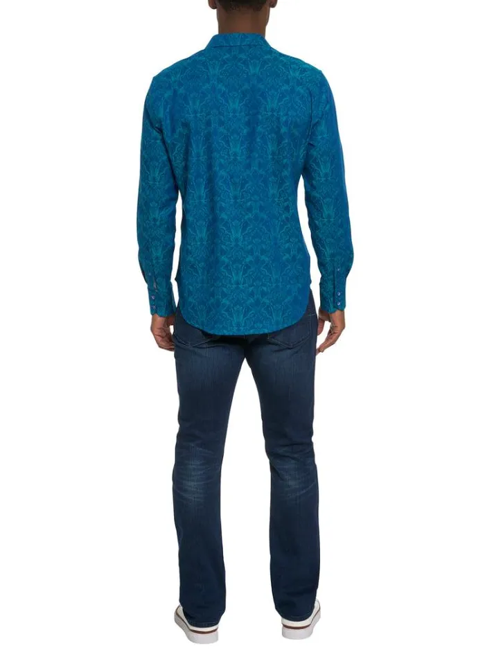 Men HIGHLAND 3 LONG SLEEVE BUTTON DOWN SHIRT Turquoise Robert Graham Button Down Shirts