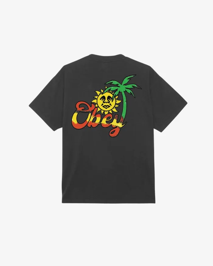 Men ISLAND OF OBEY HEAVYWEIGHT TSHIRT Vintage Black OBEY Clothing TSHIRTS