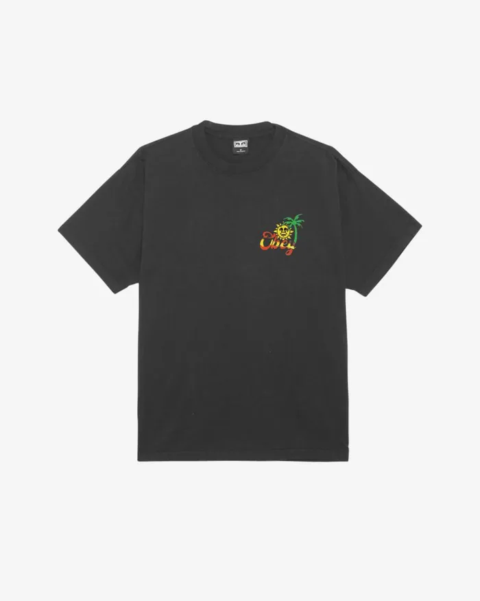 Men ISLAND OF OBEY HEAVYWEIGHT TSHIRT Vintage Black OBEY Clothing TSHIRTS