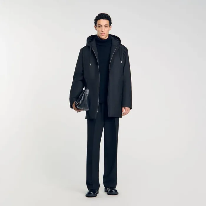 Men Jackets SANDRO Hooded Parka With Zip Black