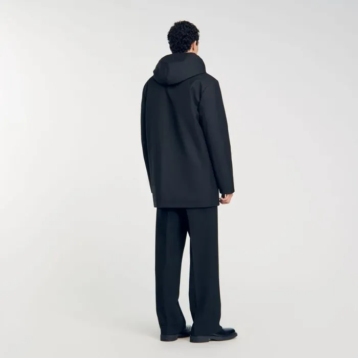 Men Jackets SANDRO Hooded Parka With Zip Black