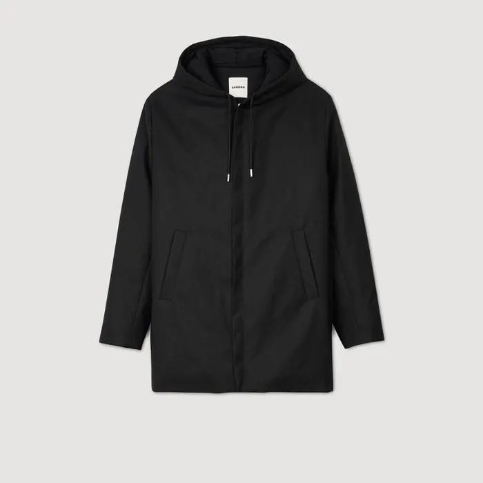 Men Jackets SANDRO Hooded Parka With Zip Black