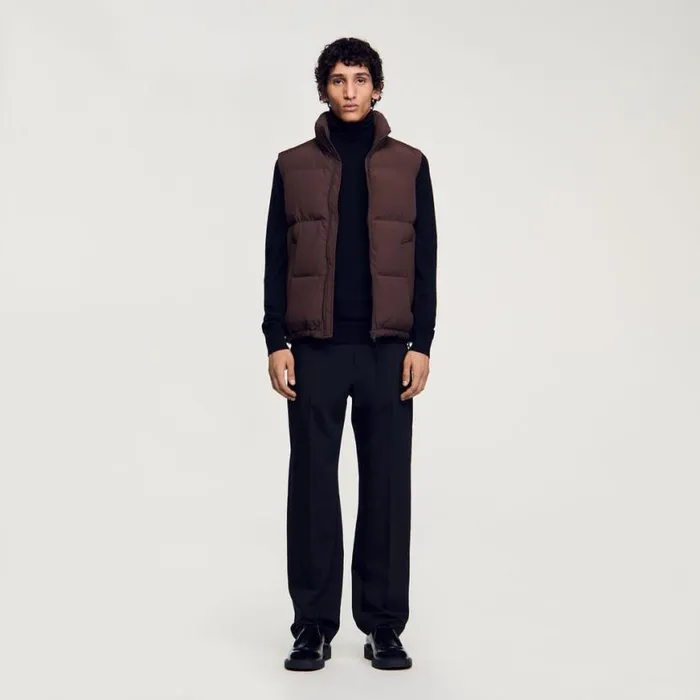 Men Jackets SANDRO Sleeveless Down Jacket Chocolate