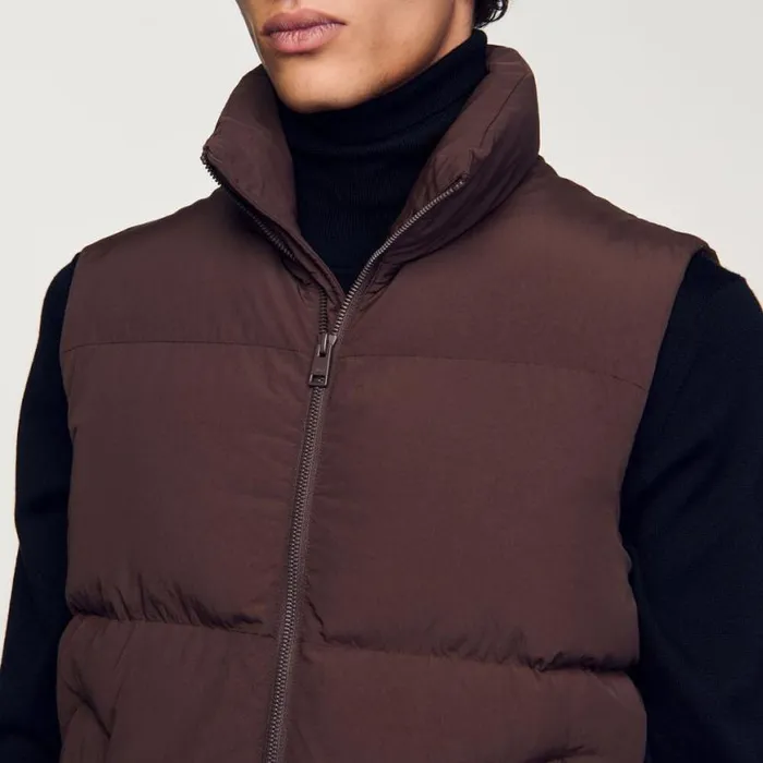 Men Jackets SANDRO Sleeveless Down Jacket Chocolate