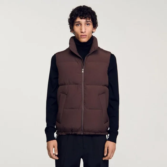 Men Jackets SANDRO Sleeveless Down Jacket Chocolate