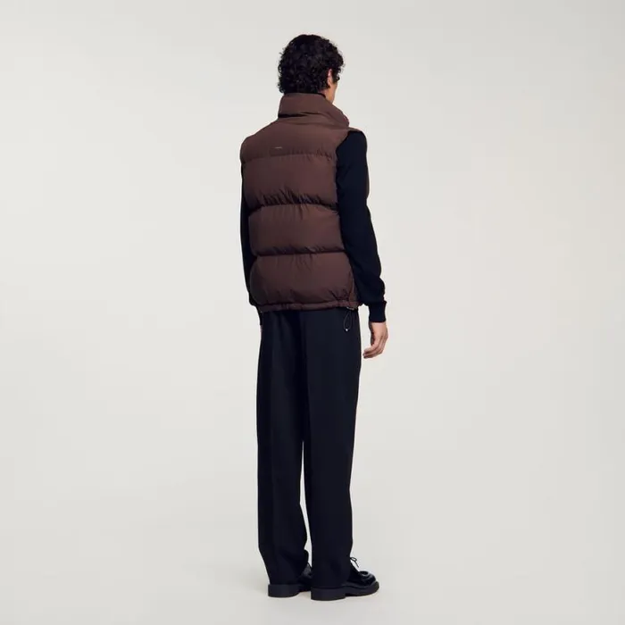 Men Jackets SANDRO Sleeveless Down Jacket Chocolate
