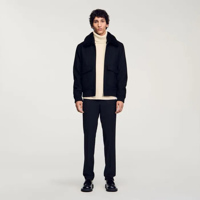 Men Jackets SANDRO Zipup Jacket Black
