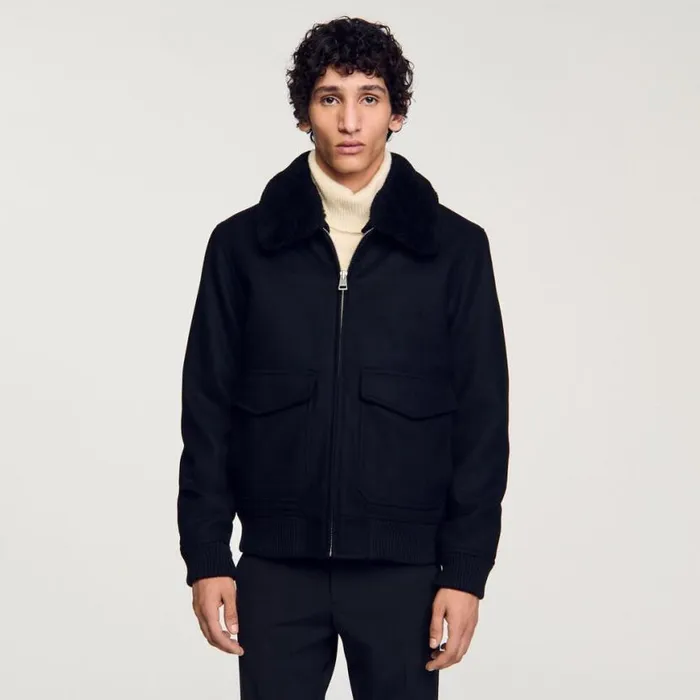 Men Jackets SANDRO Zipup Jacket Black