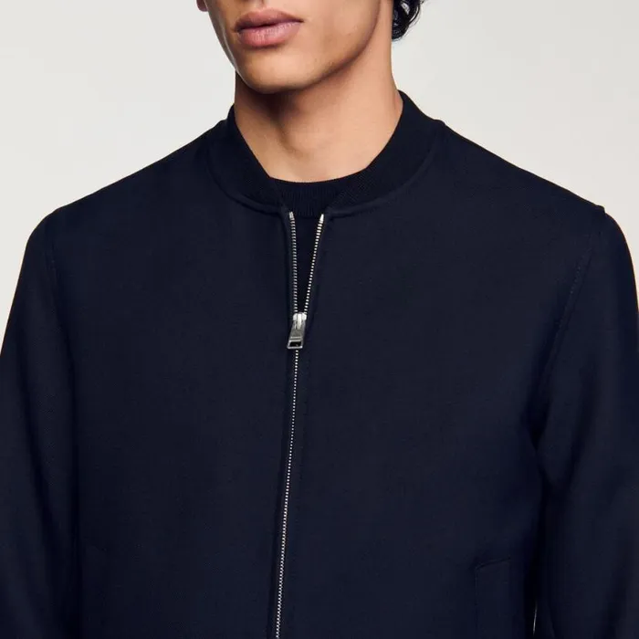Men Jackets SANDRO Zipup Varsity Jacket Navy Blue