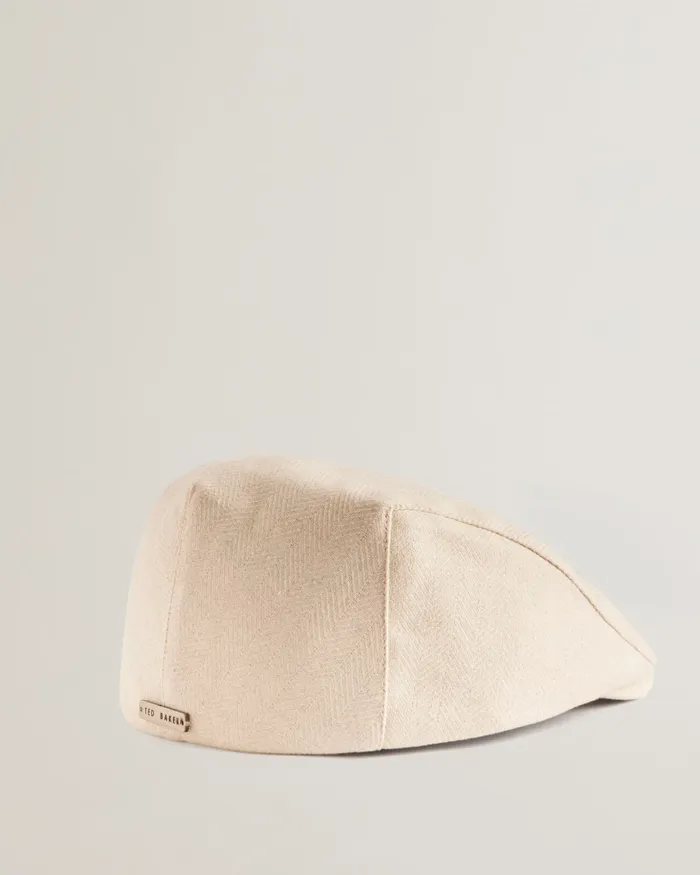 Men JOSSH 8211 Herringbone Flat Cap White Ted Baker Hats and Caps