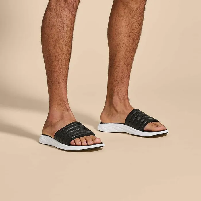 Men Komo Slide Mens Beach Slide Sandals Black Olukai WaterFriendly Men Komo Slide Mens Beach Slide Sandals Black Olukai WaterFriendly