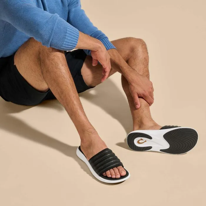 Men Komo Slide Mens Beach Slide Sandals Black Olukai WaterFriendly Men Komo Slide Mens Beach Slide Sandals Black Olukai WaterFriendly