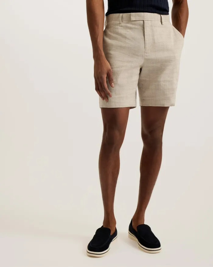 Men LAMBATH 8211 Slim Fit Check Linen Blend Shorts Taupe Ted Baker Shorts Men LAMBATH 8211 Slim Fit Check Linen Blend Shorts Taupe Ted Baker Shorts