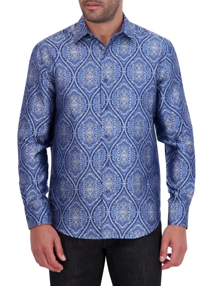 Men LIMITED EDITION SOVEREIGNTY LONG SLEEVE BUTTON DOWN SHIRT Blue Robert Graham Button Down Shirts