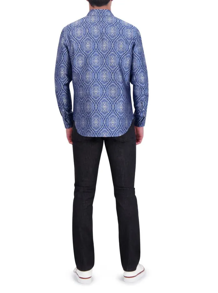 Men LIMITED EDITION SOVEREIGNTY LONG SLEEVE BUTTON DOWN SHIRT Blue Robert Graham Button Down Shirts