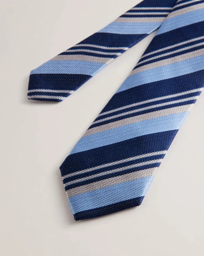 Men LIONELS 8211 Mixed Stripe Silk Tie Sky Blue Ted Baker Ties and Bowties