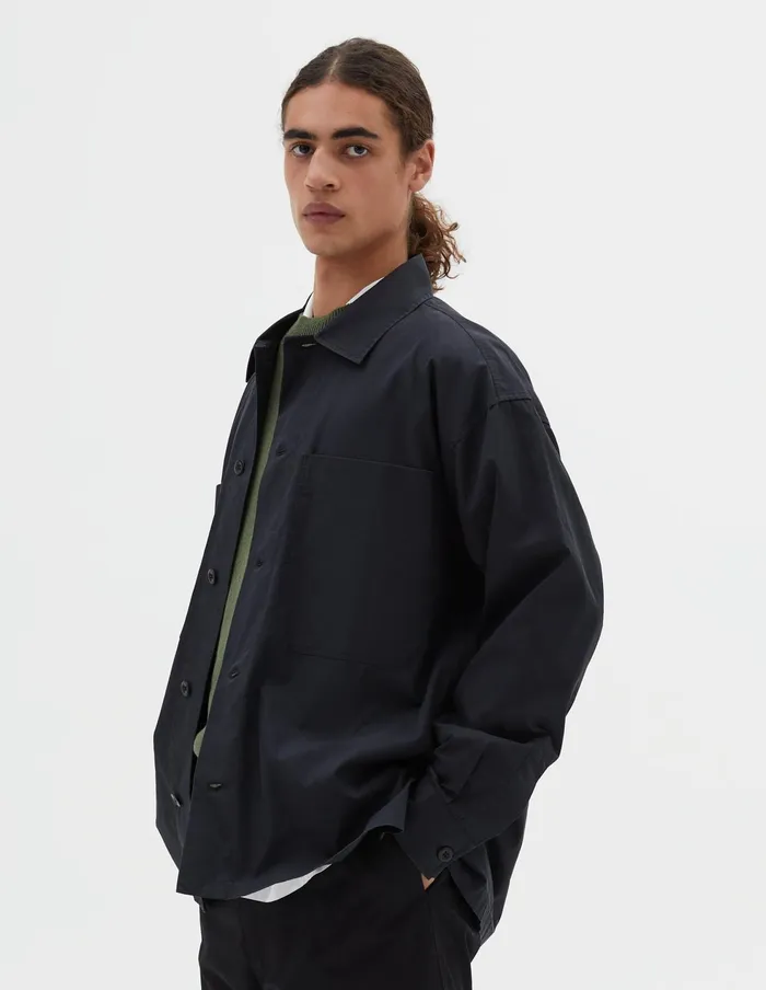 Men Mhl Big Pocket Shirt Black Margaret Howell Shirts