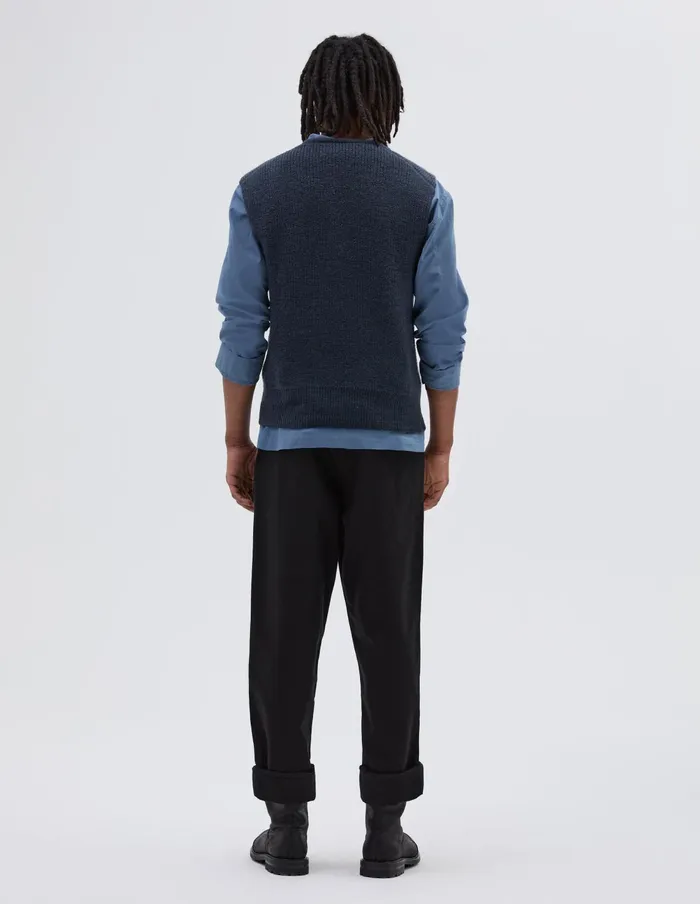 Men Mhl Chunky Ribbed Slipover Uniform Blue Margaret Howell Knitwear