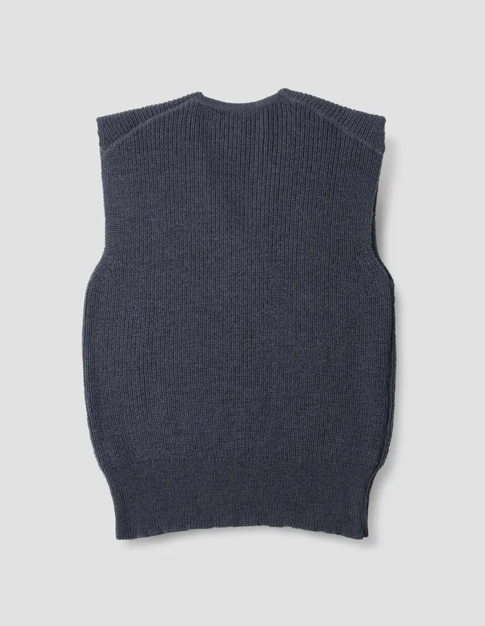 Men Mhl Chunky Ribbed Slipover Uniform Blue Margaret Howell Knitwear
