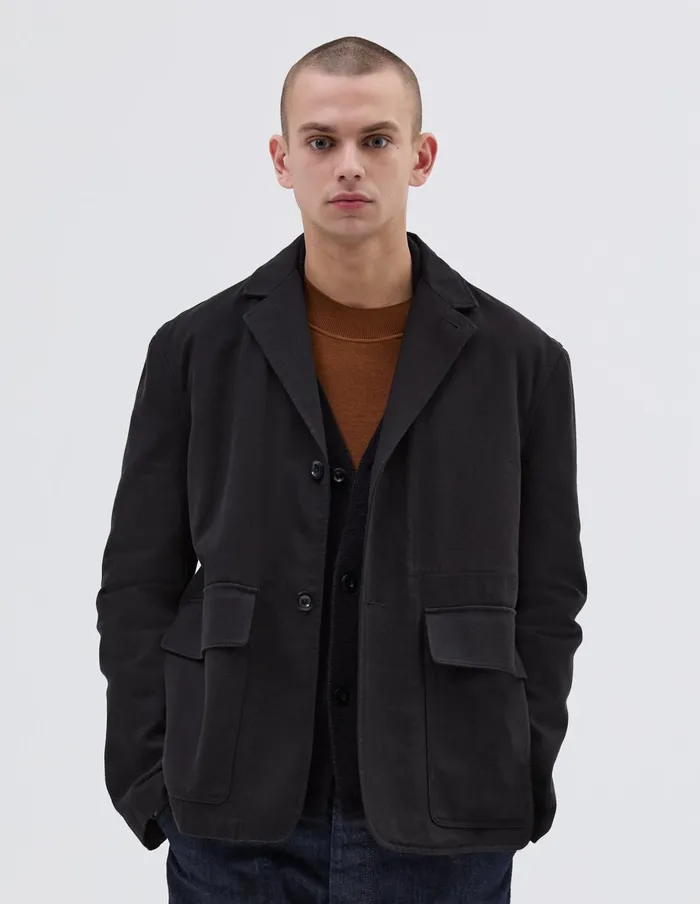 Men Mhl Flap Pocket Blazer Off Black Margaret Howell Jackets and Coats