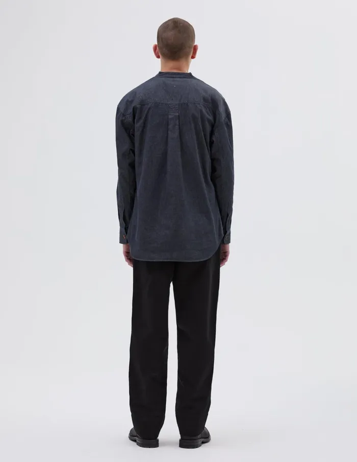 Men Mhl Oversized Collarless Shirt Charcoal Margaret Howell Shirts
