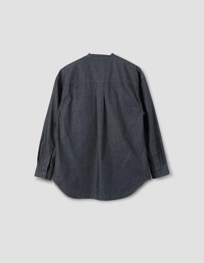 Men Mhl Oversized Collarless Shirt Charcoal Margaret Howell Shirts