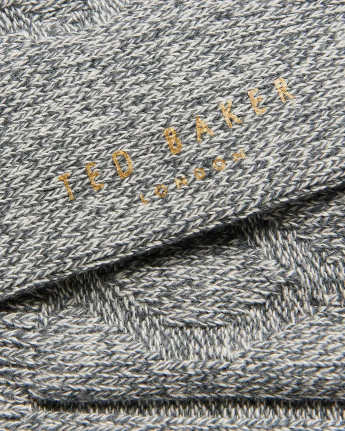 Men MISTIE 8211 Cable Knit Hiking Socks Grey Ted Baker Socks