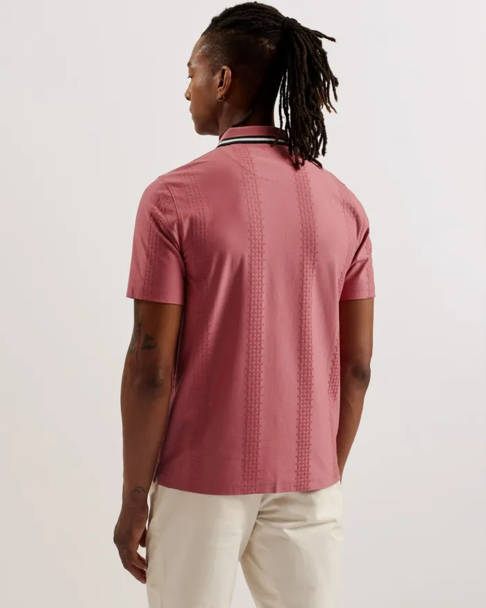 Men ORBITE 8211 Slim Fit Jacquard Zip Polo Shirt Medium Pink Ted Baker Tops Men ORBITE 8211 Slim Fit Jacquard Zip Polo Shirt Medium Pink Ted Baker Tops