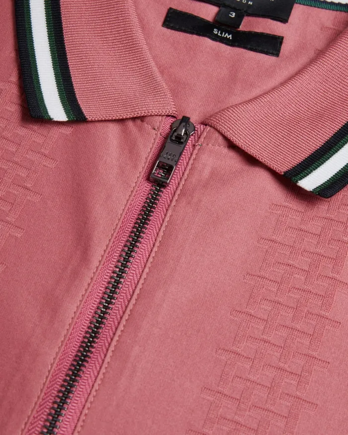 Men ORBITE 8211 Slim Fit Jacquard Zip Polo Shirt Medium Pink Ted Baker Tops Men ORBITE 8211 Slim Fit Jacquard Zip Polo Shirt Medium Pink Ted Baker Tops