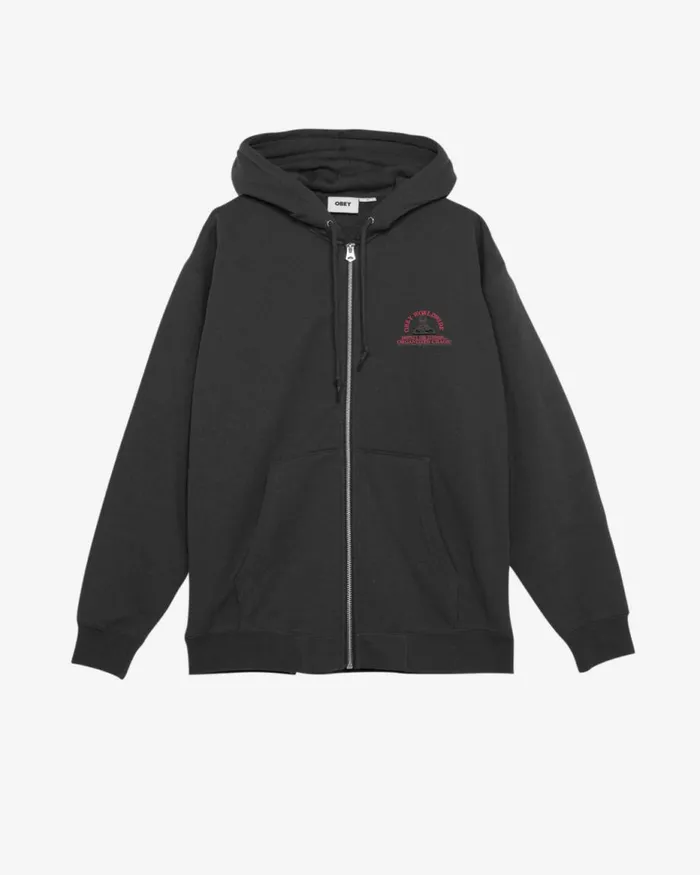 Men ORGANIZIED CHAOS HEAVYWEIGHT ZIP HOOD Black OBEY Clothing SWEATSHIRTS