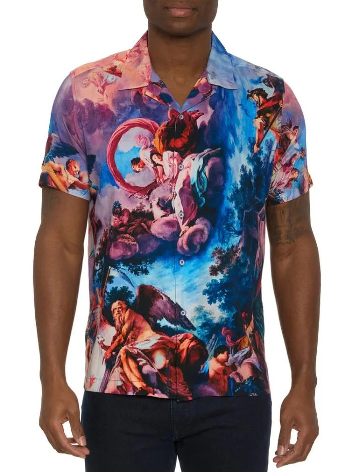 Men PALAZZO SHORT SLEEVE BUTTON DOWN SHIRT Multi Robert Graham Button Down Shirts
