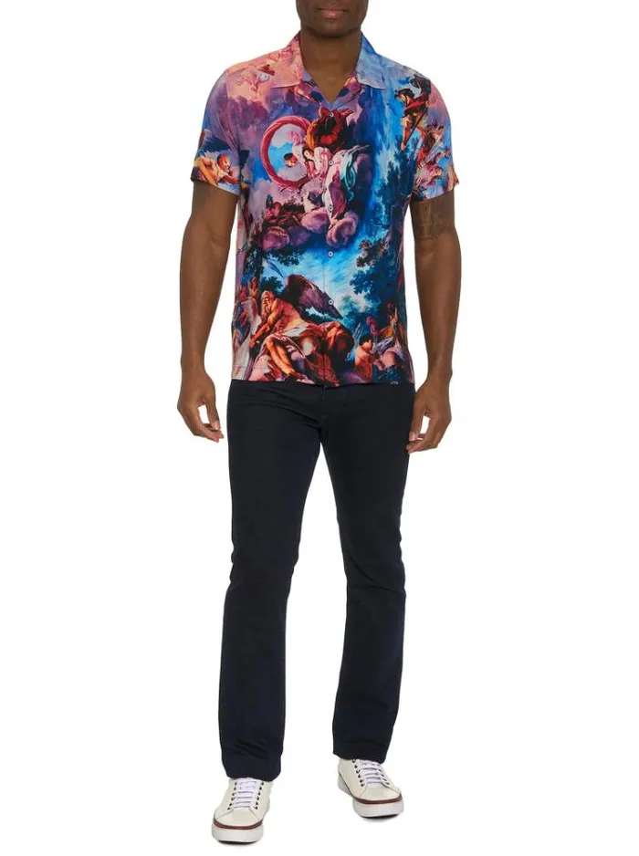 Men PALAZZO SHORT SLEEVE BUTTON DOWN SHIRT Multi Robert Graham Button Down Shirts
