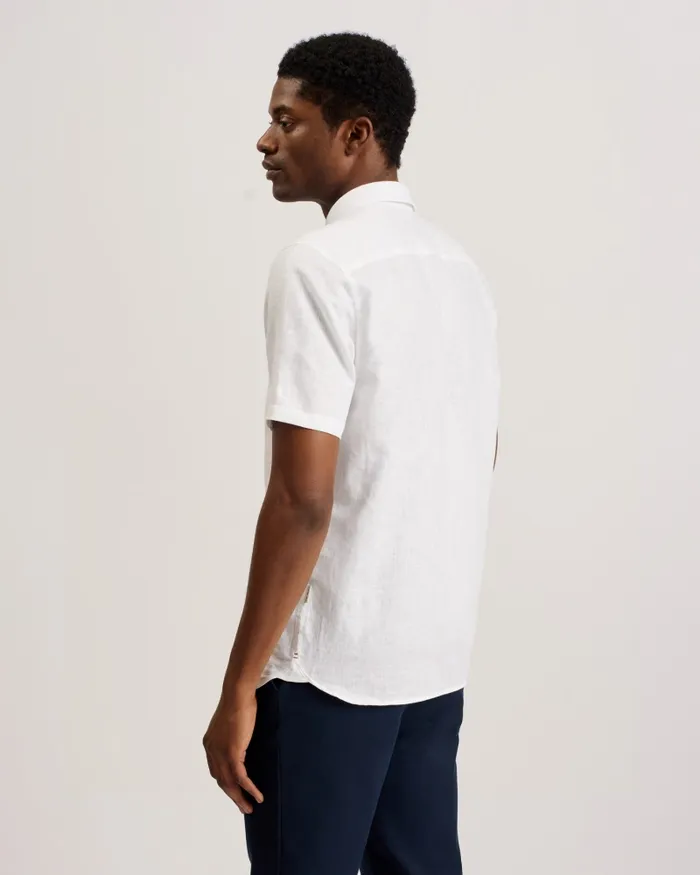 Men PALOMAS 8211 Short Sleeve Linen Cotton Shirt White Ted Baker Shirts Men PALOMAS 8211 Short Sleeve Linen Cotton Shirt White Ted Baker Shirts