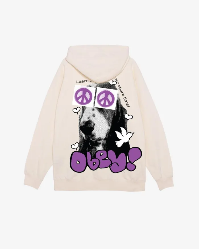 Men PEACE EYES HEAVYWEIGHT PULLOVER Unbleached OBEY Clothing SWEATSHIRTS
