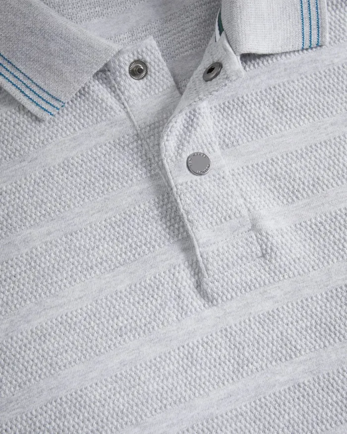 Men PENINE 8211 Long Sleeve Textured Stripe Polo Shirt Greymarl Ted Baker Polo Shirts Men PENINE 8211 Long Sleeve Textured Stripe Polo Shirt Greymarl Ted Baker Polo Shirts