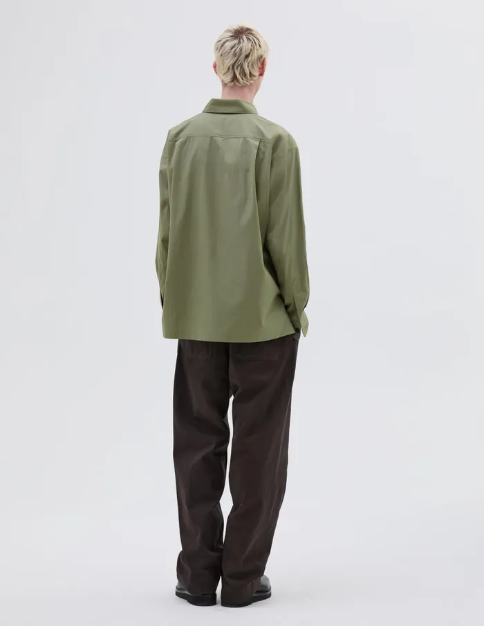 Men Raised Placket Shirt Faded Green Margaret Howell Shirts