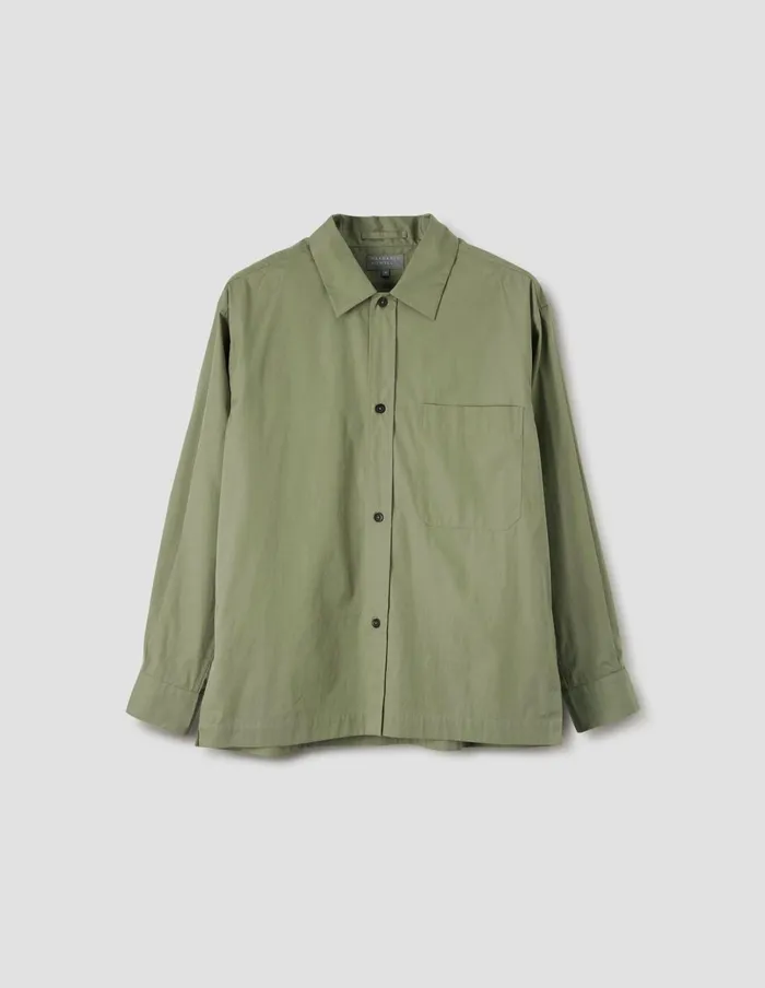 Men Raised Placket Shirt Faded Green Margaret Howell Shirts