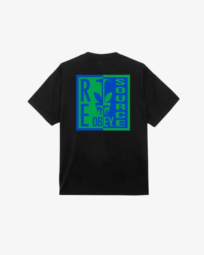 Men RE SOURCE HEAVYWEIGHT TSHIRT Jet Black OBEY Clothing TSHIRTS