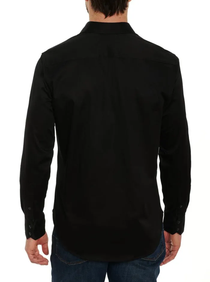 Men RIGHTEOUS 2 LONG SLEEVE BUTTON DOWN SHIRT Black Robert Graham Button Down Shirts