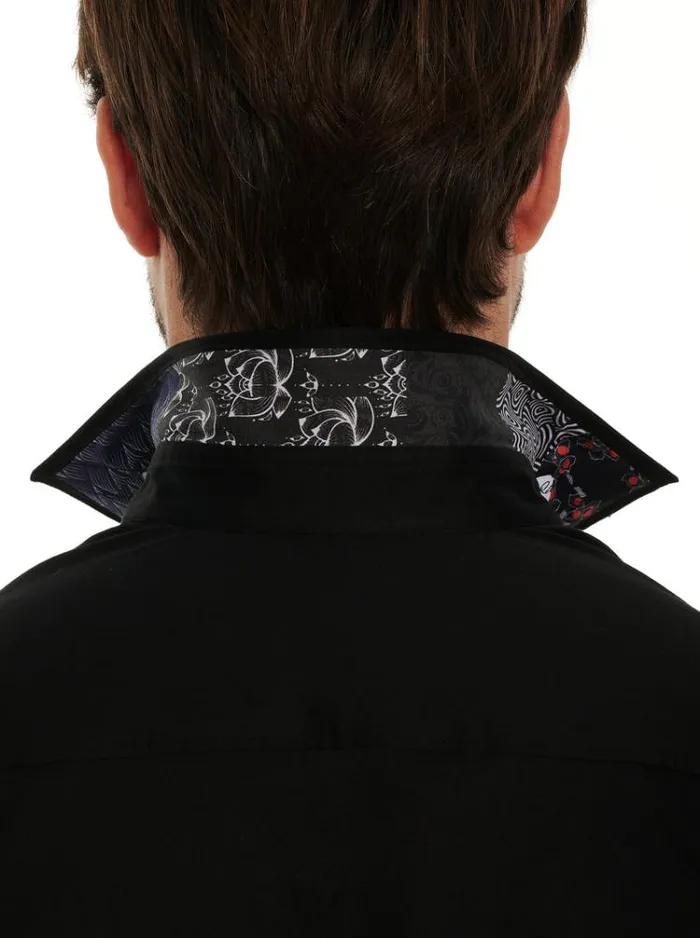 Men RIGHTEOUS 2 LONG SLEEVE BUTTON DOWN SHIRT Black Robert Graham Button Down Shirts