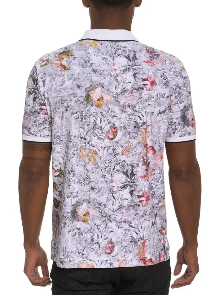 Men ROARING FLORAL POLO White Robert Graham Polos and TShirts
