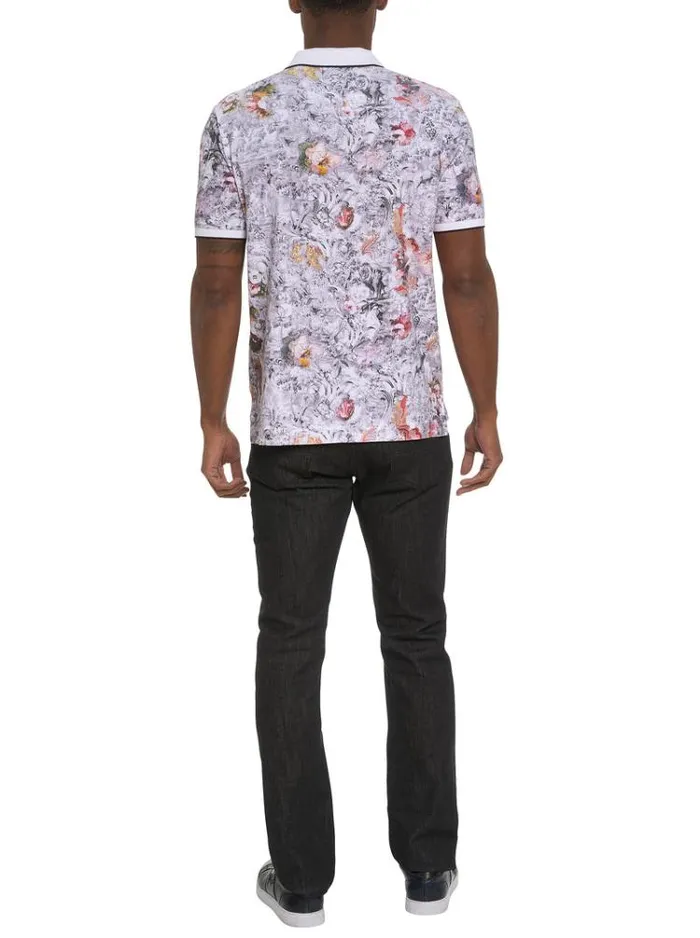 Men ROARING FLORAL POLO White Robert Graham Polos and TShirts