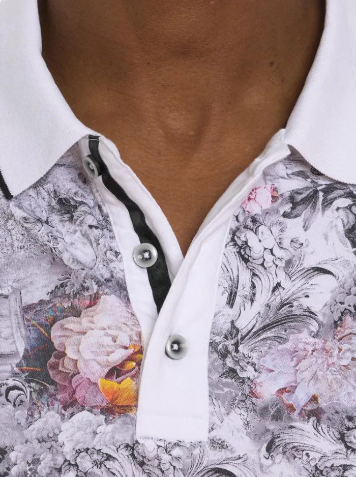 Men ROARING FLORAL POLO White Robert Graham Polos and TShirts