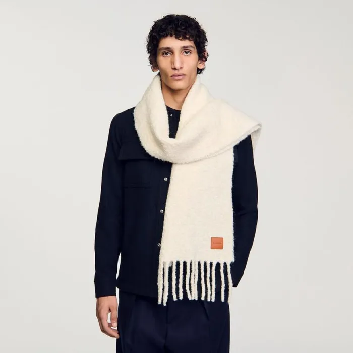 Men Scarves SANDRO Terryeffect Scarf Ecru
