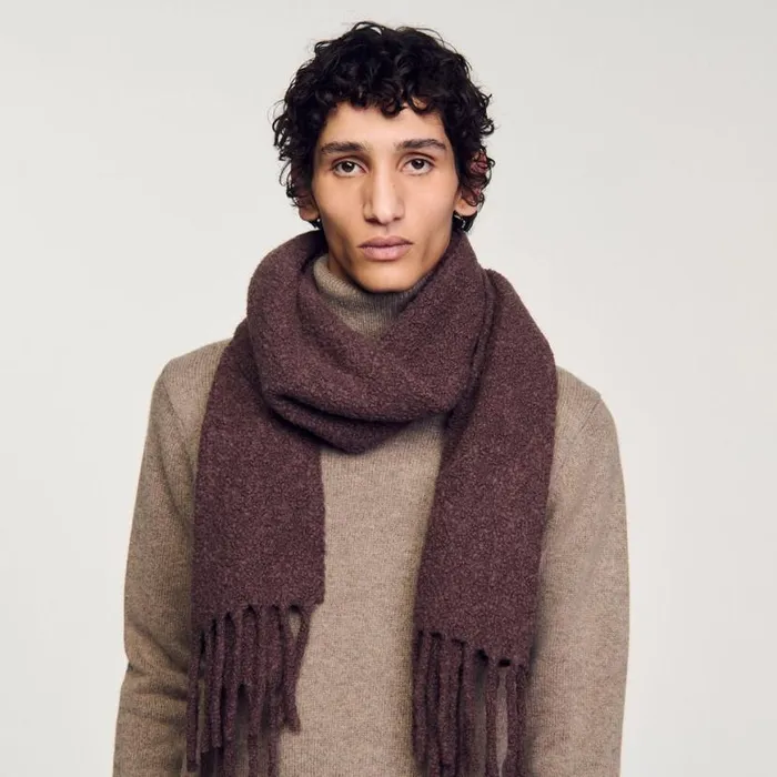 Men Scarves SANDRO Terryeffect Scarf Mahogany