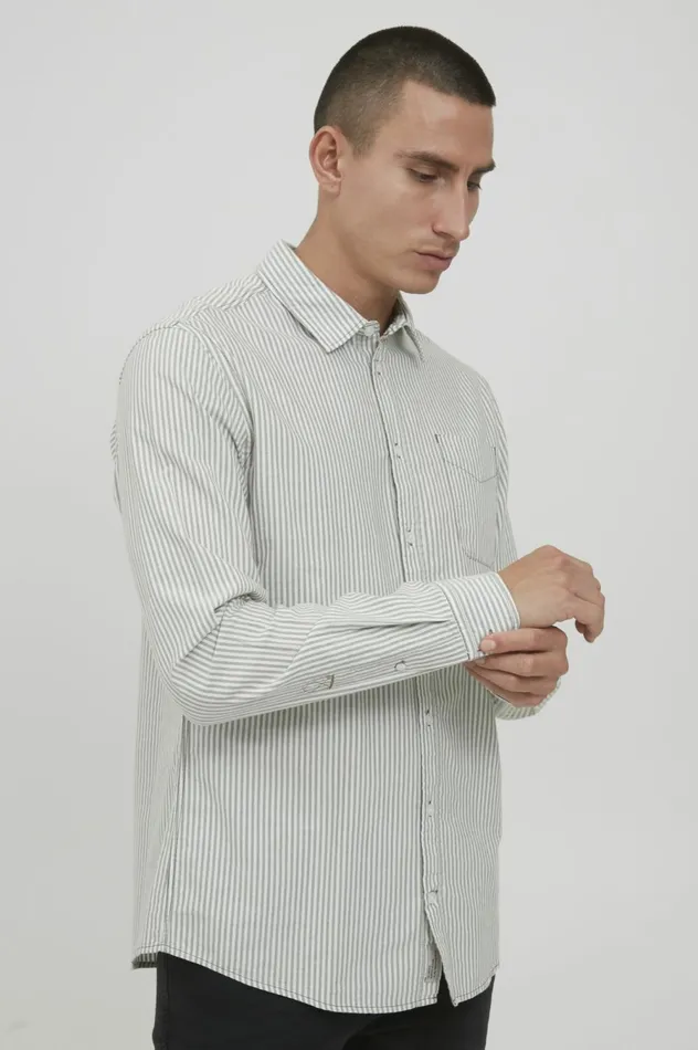 Men Shirts Blend Long Sleeved Shirt Loden Green