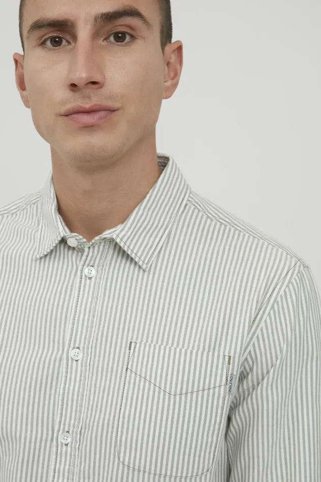 Men Shirts Blend Long Sleeved Shirt Loden Green