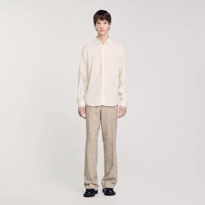 Men Shirts SANDRO Longsleeved Loosefit Shirt White