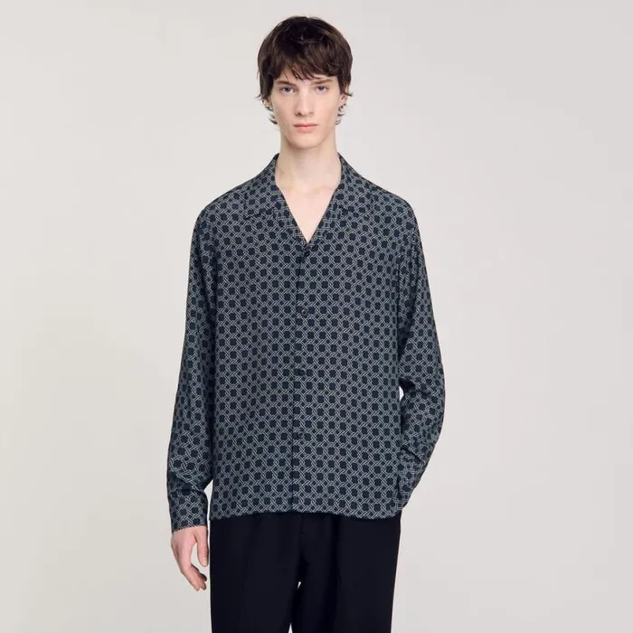 Men Shirts SANDRO Loosefit Shirt Navy Blue