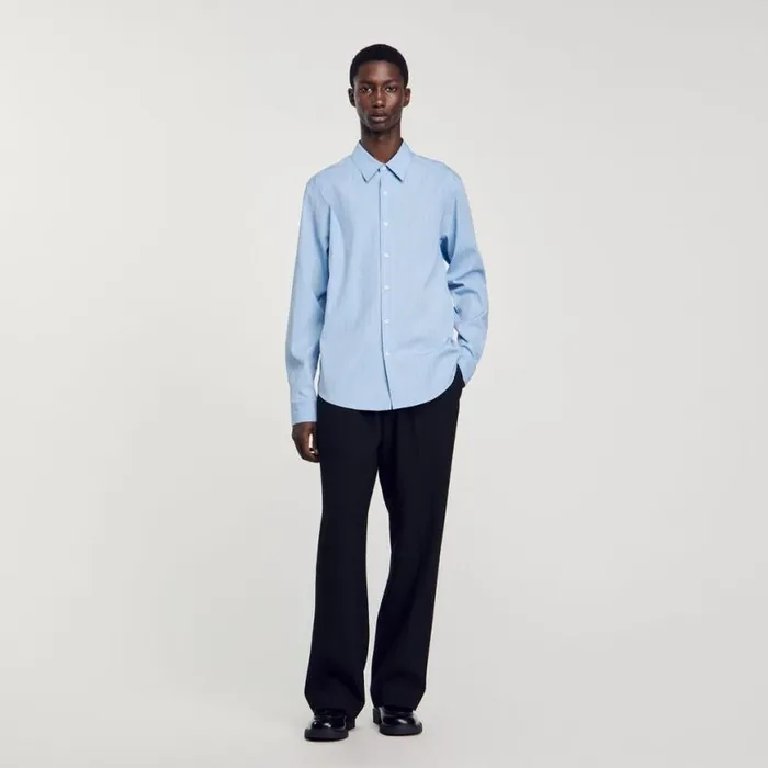 Men Shirts SANDRO Striped Shirt Sky Blue